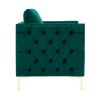 Modern Velvet Armchair Tufted Button Accent Chair Club Chair with Steel Legs for Living Room Bedroom, Green
