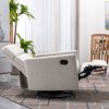 Modern Upholstered Rocker Nursery Chair Plush Seating Glider Swivel Recliner Chair; Tan