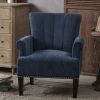Accent Rivet Tufted Polyester Armchair ; Navy Blue