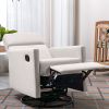 Modern Upholstered Rocker Nursery Chair Plush Seating Glider Swivel Recliner Chair; Tan
