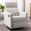 Modern Upholstered Rocker Nursery Chair Plush Seating Glider Swivel Recliner Chair; Tan