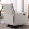 Modern Upholstered Rocker Nursery Chair Plush Seating Glider Swivel Recliner Chair; Tan