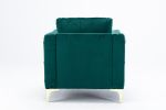 Modern Velvet Armchair Tufted Button Accent Chair Club Chair with Steel Legs for Living Room Bedroom, Green