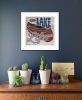 "Lake Life Canoe" by Kate Sherrill; Ready to Hang Framed Print; White Frame