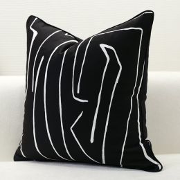 Nordic Style Pillow Cushion Sofa Cushion (Option: Black double sided flower-45x45cm)