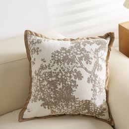 French Vintage Style Sofa Cushion Ornament Pillow (Option: Mocha 45x45cm-Pillow case and pillow core)