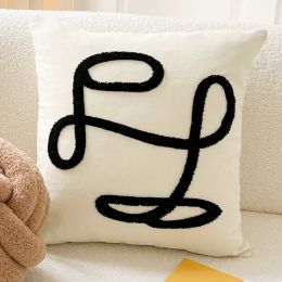 Nordic Ins Puff Balls Pillow Sofa Cushion (Option: Geometric Lines-Containing Core)