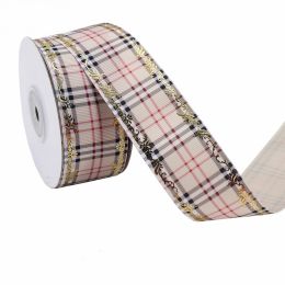 Duplex Printing Bronzing Ribbon Flower Series (Option: 100yard 91m-5Color-3.8cm)