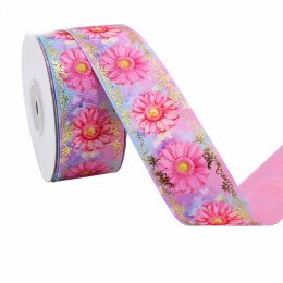 Duplex Printing Bronzing Ribbon Flower Series (Option: 50yard 45m-10Color-3.8cm)