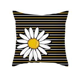 Modern Yellow Daisy Flower Cushion Cover Creative Letter Print Pillow Case (Option: TPR35511-45x45cm)