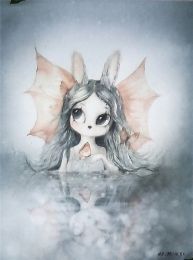 New Nordic Hand Painted Miss Rabbit Children's Room Decorative Painting Core (Option: Drawing core3817-50X70cm)