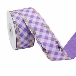 Duplex Printing Bronzing Ribbon Flower Series (Option: 100yard 91m-6Color-3.8cm)