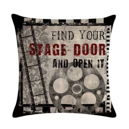 Home Retro Movie Subtitles Sofa Office Linen Pillowcase (Option: 2style-45x45cm)
