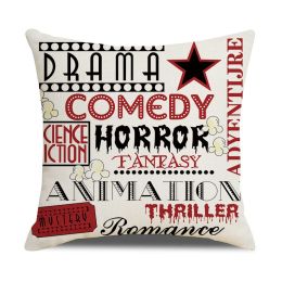 Home Retro Movie Subtitles Sofa Office Linen Pillowcase (Option: WXYM154 style-45x45cm)