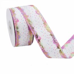 Duplex Printing Bronzing Ribbon Flower Series (Option: 100yard 91m-3Color-3.8cm)