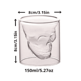 1pc Coffee Mug Double-Layered Transparent Crystal Skull Head Glass Cup For Household Whiskey Wine Vodka Bar Club Beer Wine Glass (Color: 150ml)