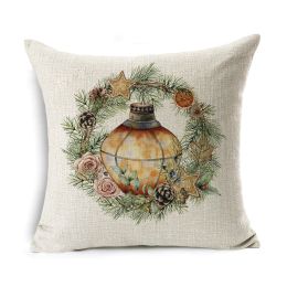 Christmas Gift Wreath Linen Hugging Pillowcase (Option: I-45x45cm)