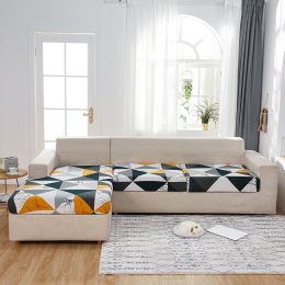 Milk Silk Printed Sofa Seat Cover Stretch Sofa Cushion Cover (Option: Simple Style-Lengthened Single)